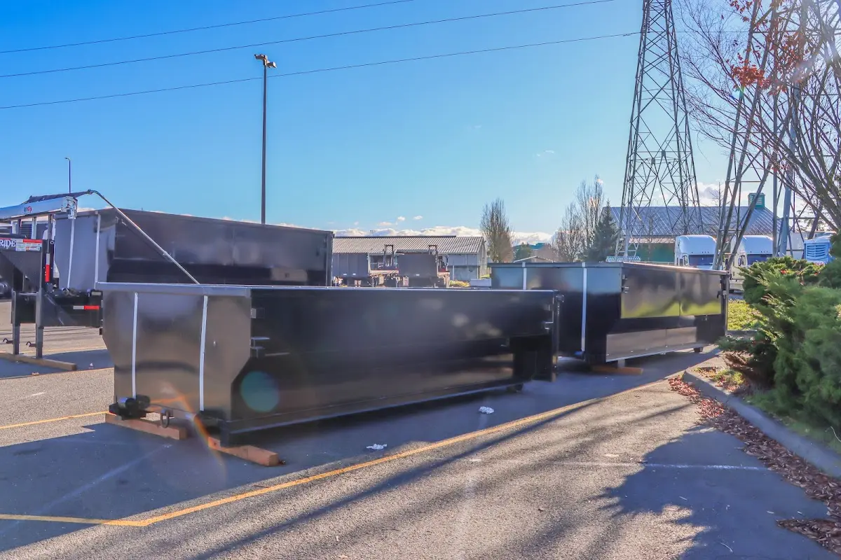 Roll-off dumpster ready for waste disposal at job site for Yard Waste Dumpster Rental in Texas City